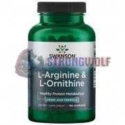 Arginine & Ornithine [500 мг x 250 мг] (100 шт), Swanson